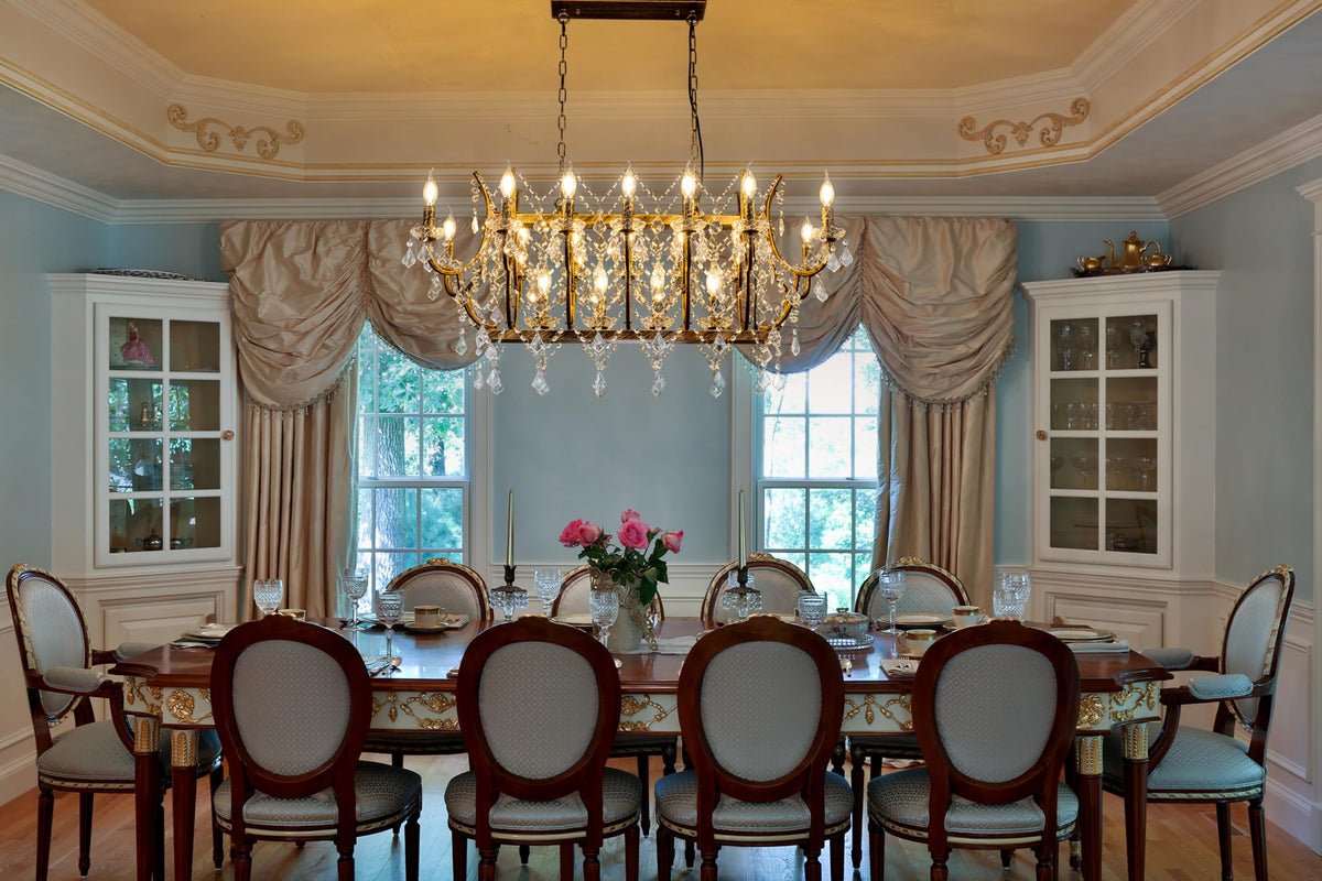 Crystal Chandelier 18 Lights Vintage Dining Room Light Fixture (Transparent / 40 inch)