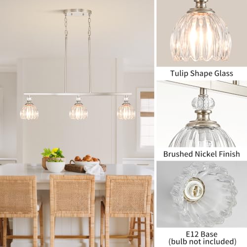 Brushed Nickel Island Light for Kitchen (3-Light / Nickel)
