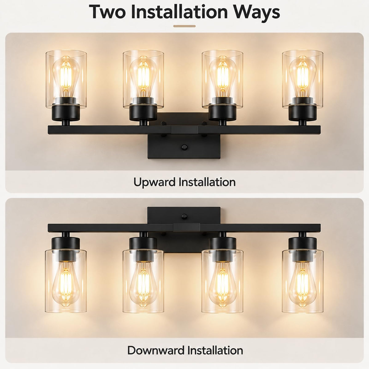 Bathroom Light Fixtures (Matte Black / 4-Light)