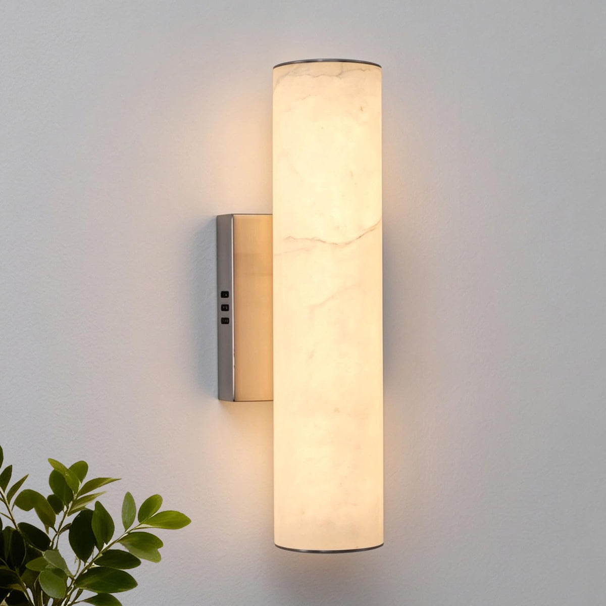14.2in Alabaster Wall Sconces (Nickel-14.2in-1 Pack)