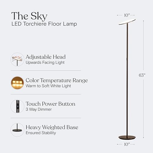 Sky Flux Dimmable LED Floor Lamp (Bronze)
