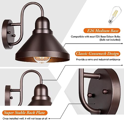 Gooseneck Porch Lights Outdoor (Brown / 9.25IN)