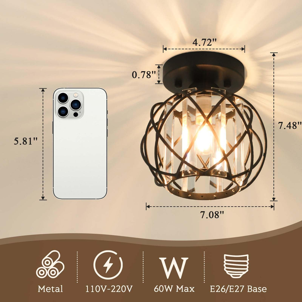 Hallway Ceiling Light fixtures (Black 1)
