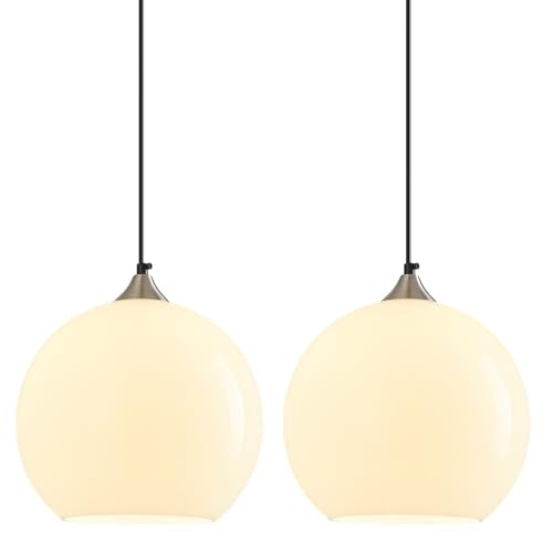 White Pendant Lights Kitchen Island 2 Pack (Milky White / L - 9.84 in)