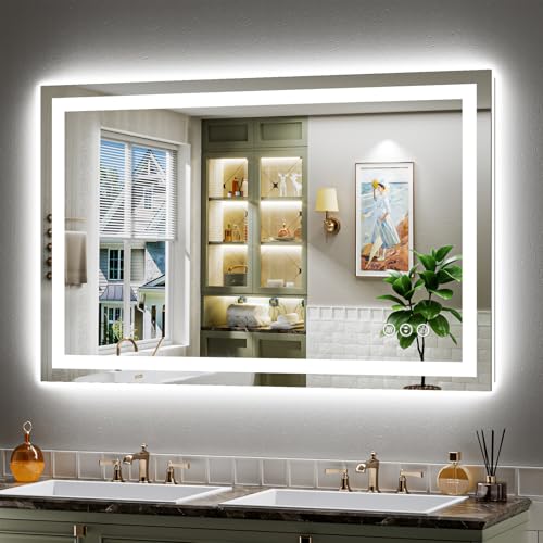 48x28 Inch LED Bathroom Mirror with Lights (Backlit+front Lit / 48"L x 28"W)