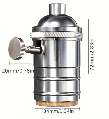 3 Pack Silver E26 E27 Edison Vintage Lamp Socket (Silver)