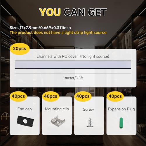 20 Pack Black LED Diffuser Channel (Black Aluminum + White Cover / 3.3FT/20P/#048)