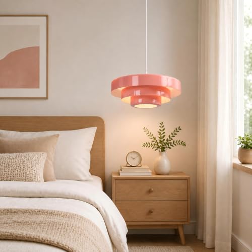 Plug in Pendant Light (Large-Pink (17.7in))
