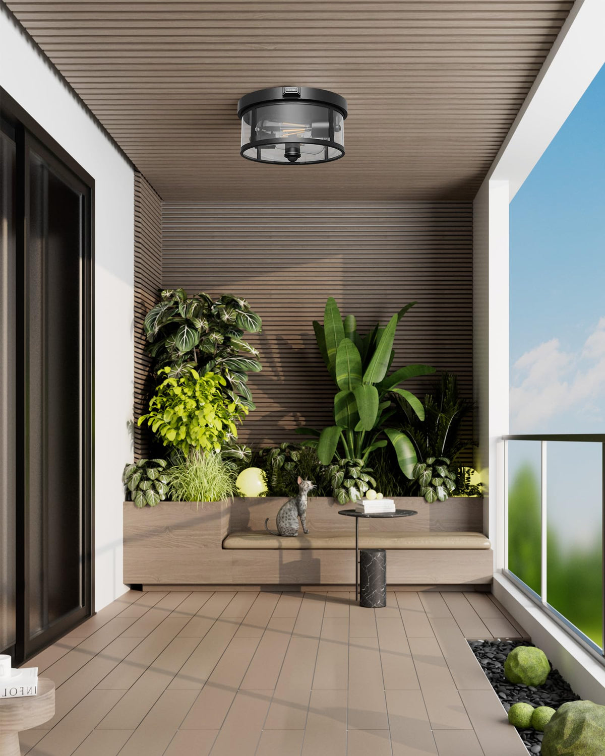 Outdoor Ceiling Light with Motion Sensor 9.3in (9.3 Inch / 1Pack)
