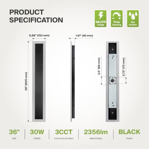 36" LED Linear Wall Sconce (Black)