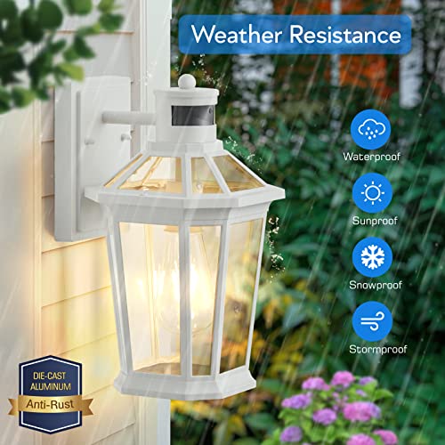 Motion Sensor Outdoor Exterior Light Fixture (White / Standard 1-Pack)
