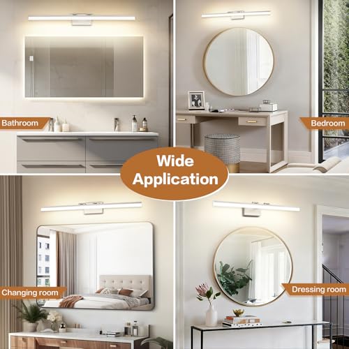 39.4 Inch 5 Color Temperature Dimmable Brushed Nickel Bathroom Light Fixture Vanity Light Over Mirror Modern Bathroom Lights Over Mirror 5CCT (Brushed Nickel-5CCT&Dimmable / 40-inch)
