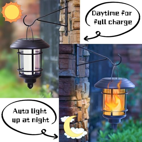Solar Flame Wall Lanterns (Flickering Flame)