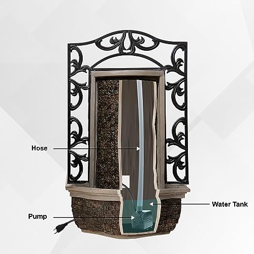30" Wall Mounted Waterfall Fountain (Black and Brown)