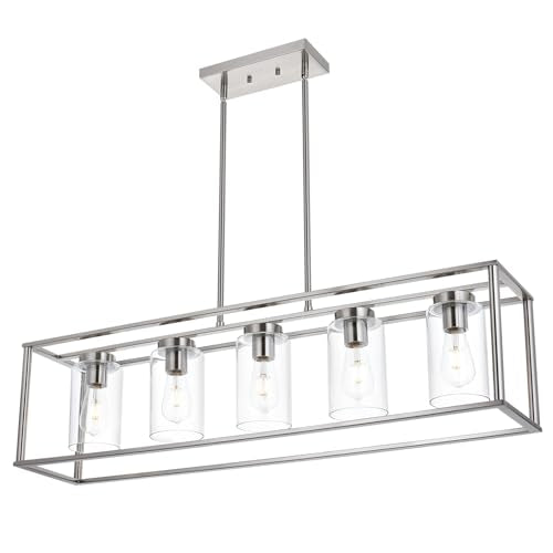 Contemporary Chandeliers Brushed Nickel 5 Light Modern Dining Room Lighting Fixtures Hanging (Brushed Nickel / 5 Light)