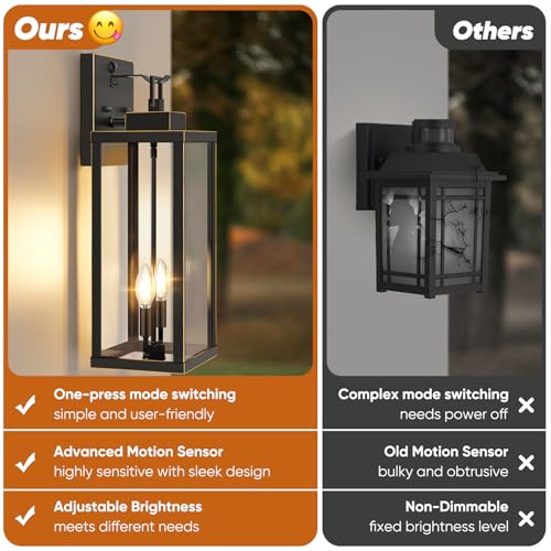 2 Pack 18” Large Motion Sensor Outdoor Wall Lights (Bronze / 18in)