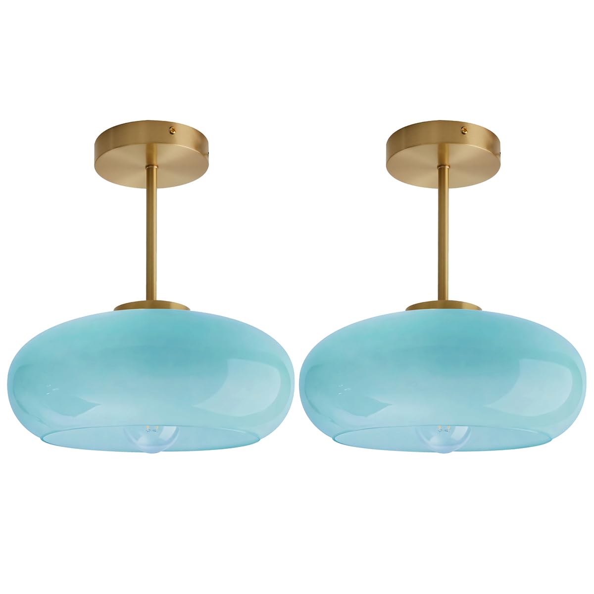 Milk Blue Mid century Light Hardwired Overhead Mount Ceiling Lights (Blue-2)