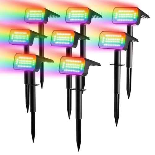 Color Changing Solar Spot Lights Outdoor 8 Pack (8 Pack / RGB (Red, Green, Blue))
