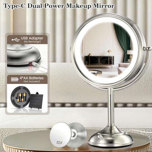 11.8" Extra Large 17" Tall Lighted Makeup Mirror