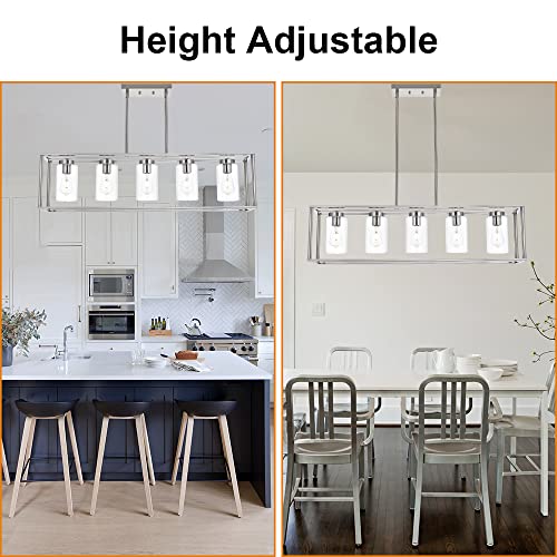 Contemporary Chandeliers Brushed Nickel 5 Light Modern Dining Room Lighting Fixtures Hanging (Brushed Nickel / 5 Light)