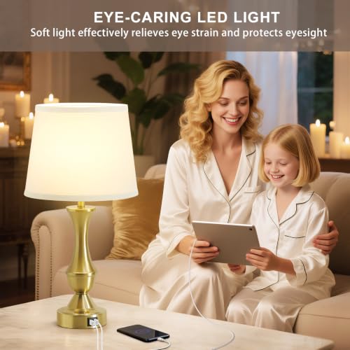 22" Gold Table Lamps Set of 2 (White,Gold base / 22in)