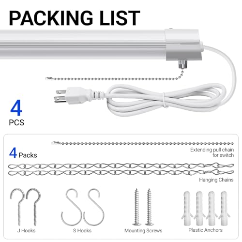 BS84 LED Shop Lights 4FT for Workshop (6500K / White-84W-4 Packs)