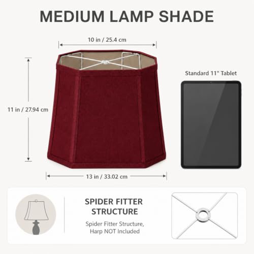 10× 13 × 11Inch Wine‑Red Lampshade (Red wine imitation silk fabric)