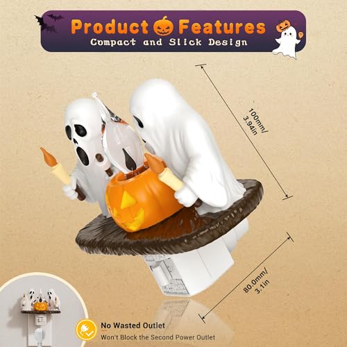 Halloween Night Light (Candle Ghost-Amber / 2 Pack)