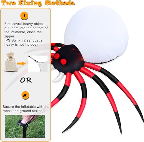 8 FT Halloween Inflatable Spider Outdoor Yard Decor with LED Rotating Flame (8FT Spider)