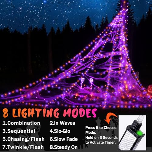 Halloween Decorations Outdoor 455 LED Halloween Spider Web Lights
