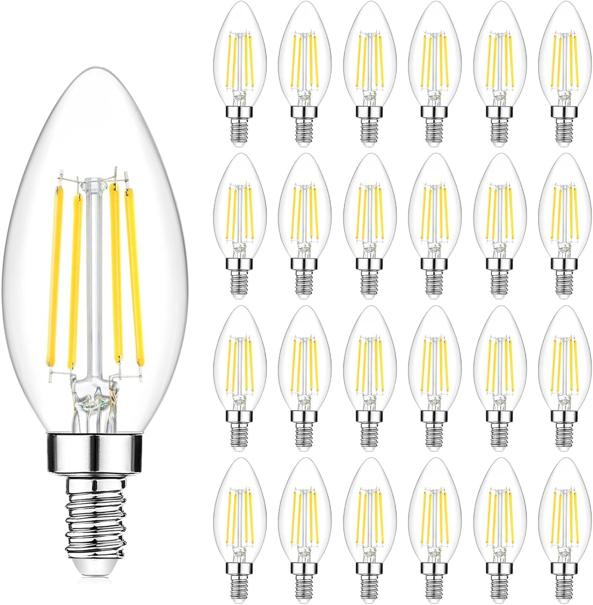24 Pack Dimmable E12 LED Candelabra Bulbs 40Watt Equivalent (Daylight White / 24 Count (Pack of 1))