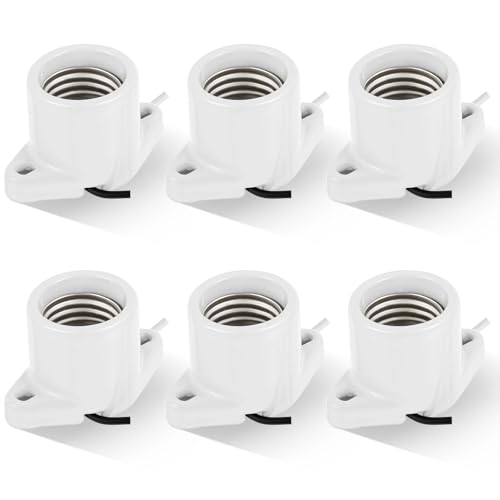 6 Pcs E26 Light Socket Porcelain Keyless Lamp Holder