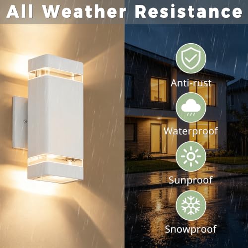 Square Dusk to Dawn Outdoor Wall Lights (2 Packs-White / Dusk to Dawn)