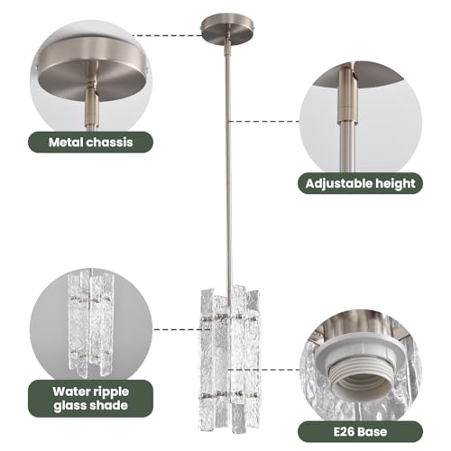 Brushed Nickel Crystal Pendant Light for Kitchen Island (Brushed Nickel / 1-Pack(Square))