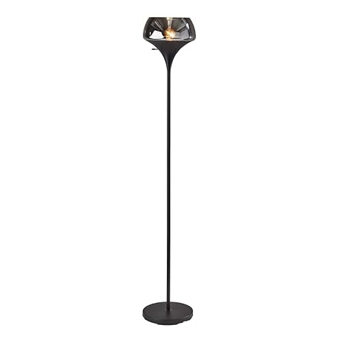 Floor Lamp Black & Smoked Glass (Black / Torchiere)