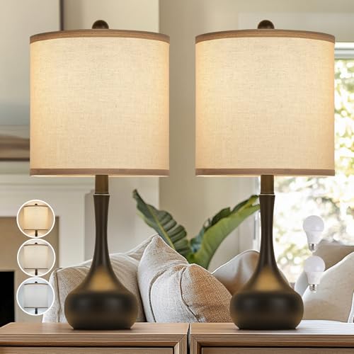 23" Farmhouse Table Lamp Set of 2 for Living Room Bedroom (Black2 / 23")