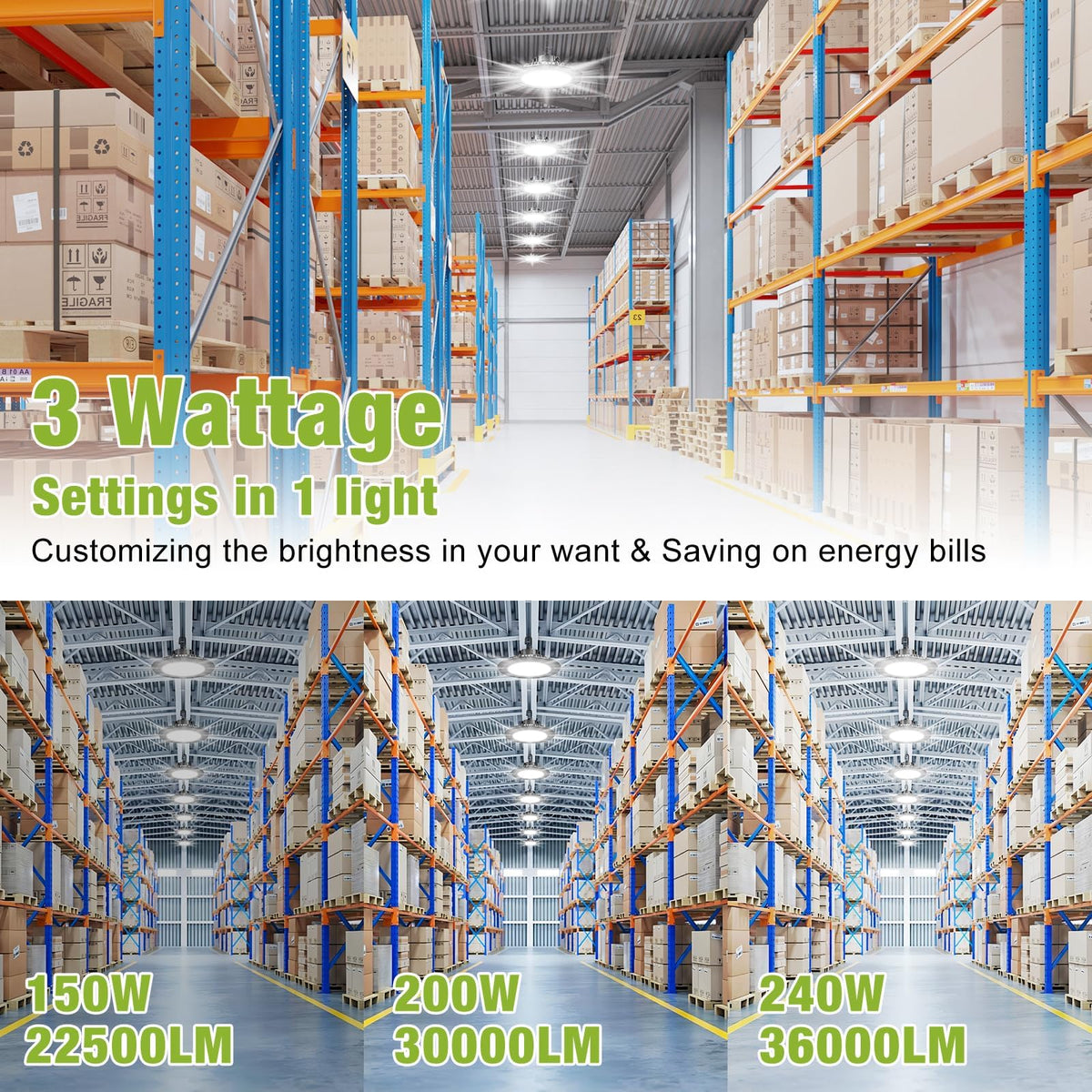 Super Bright 240W UFO High Bay LED Shop Lights (240-12PACK)