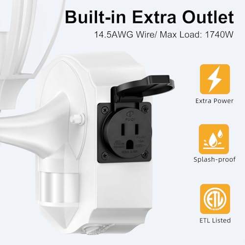 Porch Lights with Outlet (White / 1 Pack)