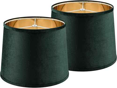 Green Velvet Lamp Shades Set of 2 Medium (11 × 13 × 10 inches (2 Pack) / Green-Velvet)