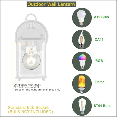 2 Packs White Outdoor Wall Lantern (2 Pack / White)