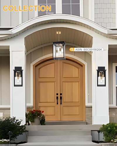 3 Light Large Outdoor Wall Light Fixture (Black & Brass / 3-Light, 1-Pack)