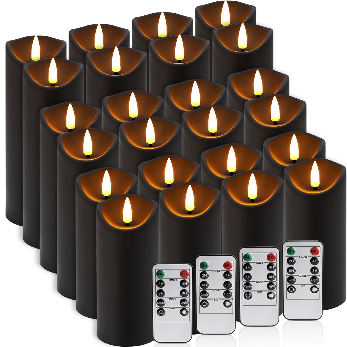 Halloween Flickering Flameless Candles - 24 Pack, Black