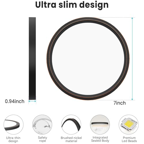 7 Inch Oil Rubbed Bronze Flush Mount Ceiling Light (Oil-Rubbed Bronze / 7in-1Pack)