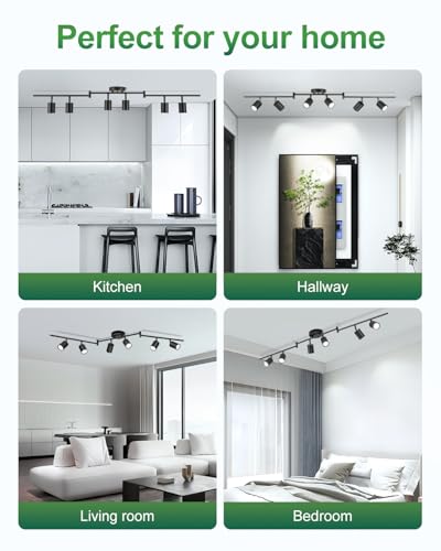 6 Ways Black Track Lighting Fixtures Ceiling Gu10 Bulb Not Included (Black / 6 Ways)