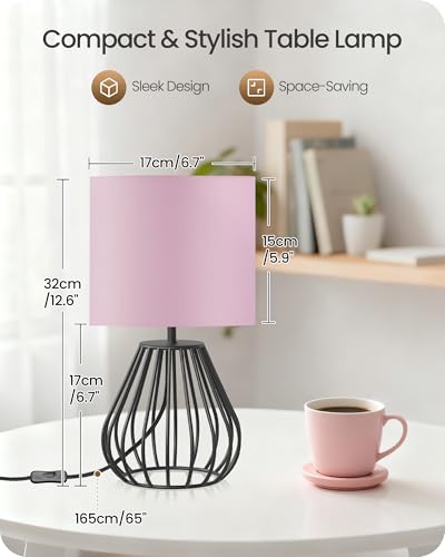 Pink Table Lamp for Girls' Room (Pink + Black)