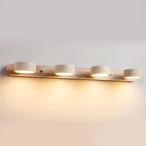 Farmhouse Wood Vanity Light Nordic Style Stone Wall Lamp