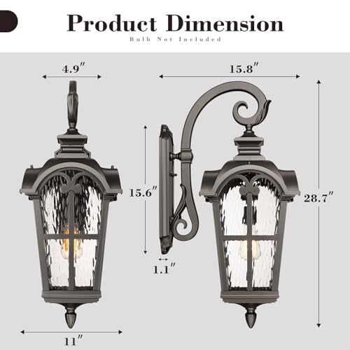 Outdoor Wall Sconce 28.7" (ORB - Water Ripple Glass / 28.7 Inch - No Function)