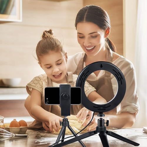 6" Small Ring Light with Stand for Phone Video Desk Makeup (White / 6 inch)