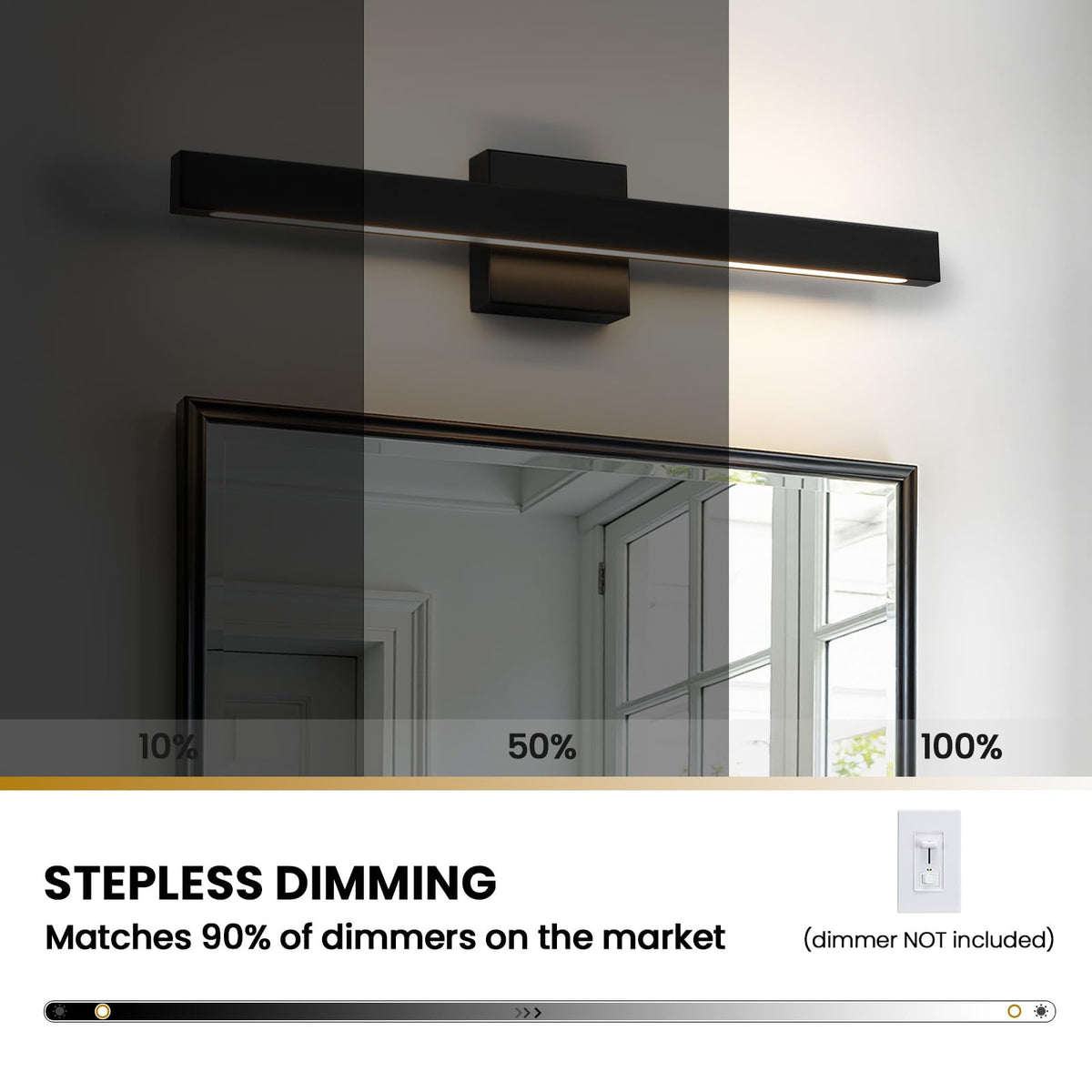 24 Inch Modern Vanity Light Black Bathroom Lighting Fixture with Up & Down Lighting 5CCT Dimmable LED Vanity Light Bar Over Mirror for Bathroom Bedroom Restroom (Black / 24 Inch)