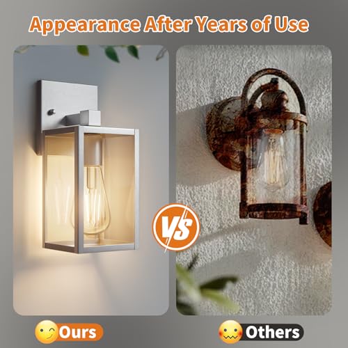 2 Pack Silver Outdoor Wall Sconce Lights Wall Mount (Silver / 10.24'')